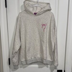 NWT Edikted Light Gray Hoodie with Pink Bow Detail